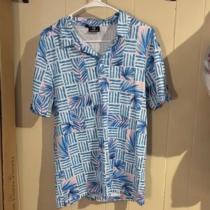 Tropical Blue and Pink Men's Casual Shirt